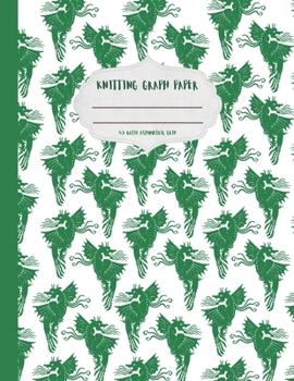 Paperback Knitting Graph Paper: Cute green dragon cartoon themed knitter's graph notebook 4:5 asymmetric ratio grid. Large format 8.5x11 size book. Book