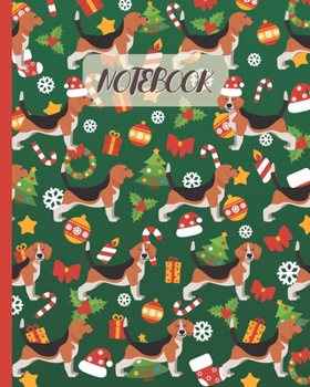 Notebook: Cute Beagles Cartoon & Christmas Party - Lined Notebook, Diary, Track, Log & Journal - Gift Idea for Boys Girls Teens Men Women (8"x10" 120 Pages)
