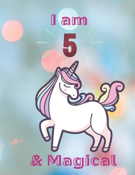 Unicorn SketchBook: I Am 5 & Magical With Unicorn Inside More Space for Sketching and Drawing and Writing Journal for Kids and Girls Marble Size 8.5in x 11in with 110 Pages