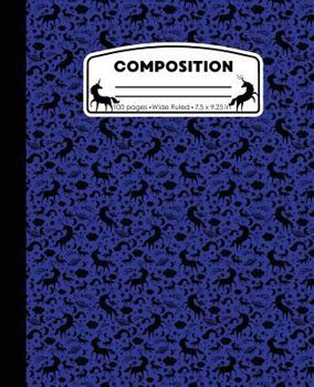 Paperback Composition: Unicorn Blue Marble Composition Notebook Wide Ruled 7.5 x 9.25 in, 100 pages book for girls, kids, school, students an Book