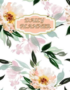 Daily Planner: Undated With Weather ( Size 8.5 X 11 ) Design with Seamless Watercolor Pattern With Peonies On A White Background