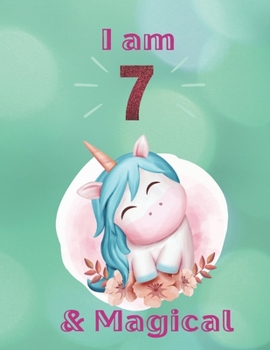 Unicorn SketchBook: I Am 7 & Magical With Unicorn Inside More Space for Sketching and Drawing and Writing Journal for Kids and Girls Marble Size 8.5in x 11in with 110 Pages