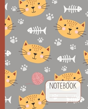 Paperback Notebook: Lined Notebook for Kids and Adults with Cute Cat Design Book