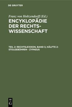 Hardcover Rechtslexikon, Band 3, Hälfte 2: Stolgebühren - Zypaeus [German] Book