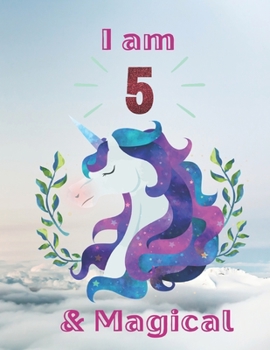 Unicorn SketchBook: I Am 5 & Magical With Unicorn Inside More Space for Sketching and Drawing and Writing Journal for Kids and Girls Marble Size 8.5in x 11in with 110 Pages