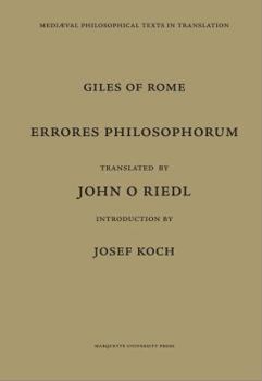 Hardcover Giles of Rome: Errores Philosophorum Book