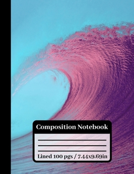 Paperback Composition Notebook: Purple Wave Beach Notebook For Students 100 Pages College Ruled Paper 7'44 X 9'69 Book