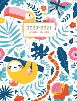 Paperback 2020-2021 Monthly Planner: Large Two Year Planner (Tropical Pattern) Book
