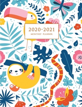2020-2021 Monthly Planner: Large Two Year Planner (Tropical Pattern)