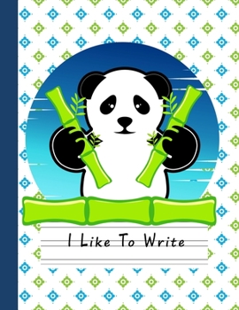 Paperback I Like To Write: Double Line Notebook For Kids - Blue Panda Game Book