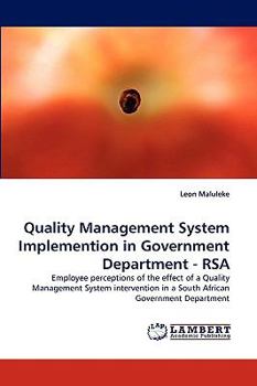 Paperback Quality Management System Implemention in Government Department - Rsa Book