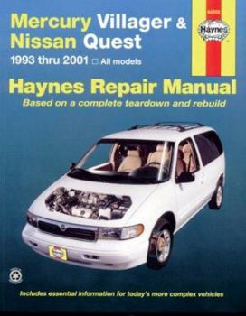 Paperback Mercury Villager & Nissan Quest Automotive Repair Manual: Models Covered: All Mercury Villager and Nissan Quest Models 1993 Through 2001 Book