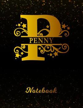 Paperback Penny Notebook: Letter P Personalized First Name Personal Writing Notepad Journal Black Gold Glittery Pattern Effect Cover College Rul Book