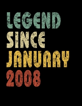 Paperback Legend Since January 2008: Retro Birthday Gift Notebook With Lined Wide Ruled Paper. Funny Quote Sayings Back To School 8.5 x 11 Notepad Journal Book