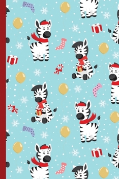 Blank Lined Notebook Journal For Christmas: Medium Ruled Book for Children, Teens and Adults - Christmas Zebra Balloon Blue (College Ruled Line Paper)
