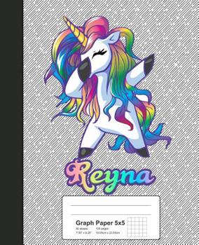 Paperback Graph Paper 5x5: REYNA Unicorn Rainbow Notebook Book