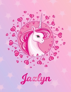Paperback Jazlyn: Jazlyn Magical Unicorn Horse Large Blank Pre-K Primary Draw & Write Storybook Paper - Personalized Letter J Initial Cu Book