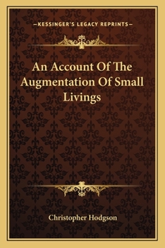 Paperback An Account Of The Augmentation Of Small Livings Book