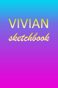Vivian: Sketchbook | Blank Imaginative Sketch Book Paper | Pink Blue Gold Custom Letter V Personalized Cover | Teach & Practice Drawing for ... Doodle Pad | Create, Imagine & Learn to Draw
