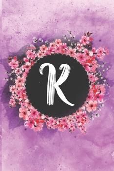 Cherry blossom flowers letter K journal: Personalized Monogram Initial K with pretty colorful watercolor pink floral sakura for women & girls || birthday gift idea