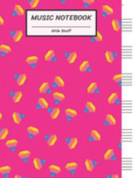 Paperback Music Notebook Wide Staff: Rainbow Diamond Curve Pattern on Pink/Blank Music Sheet Notebook, Big Staff Paper, Music Manuscript Paper,6 Large Stav Book