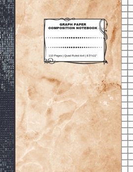 Paperback Graph Paper Composition Notebook: 110 Pages - Quad Ruled 4x4 - 8.5" x 11" Marble Large Notebook with Grid Paper - Math Notebook For Students Book