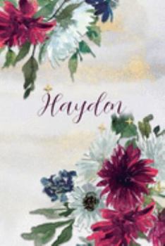 Hayden: Personalized Journal Gift Idea  for Women (Burgundy and White Mums)