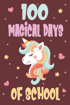 100 Days of School Unicorn Notebook: dark red Backgound, half Lined Notebook / Journal ... Unicorn Lover,Soft Cover, Matte Finish
