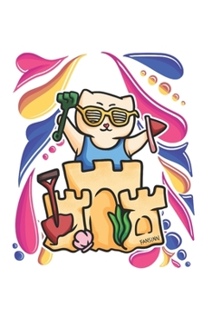 Beach Sandcastle Cat Notebook: Graph Paper Journal 6x9 - 120 Pages