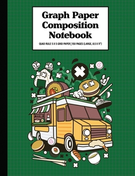 Paperback Graph Paper Composition Notebook Quad Rule 5x5 Grid Paper - 150 Sheets (Large, 8.5 x 11"): Japanese Food Van Book