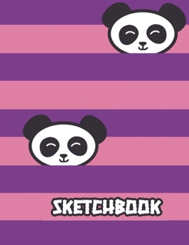 SKETCHBOOK: Cute Blank Notebook for Sketching and Picture Space with Panda Faces with Pink and Purple Stripes, Unlined Paper Book for Drawing, Journaling, and Doodling, Perfect for Creative Kids