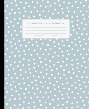 Composition Notebook: Pretty Pastel Blue And White Squares, 7.5" x 9.25", Wide Ruled, 110 Pages