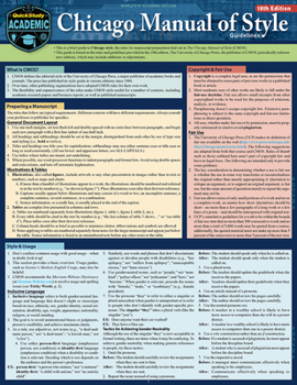 Misc. Chicago Manual of Style Guidelines - 18th Edition: A Quickstudy Laminated Reference Guide Book