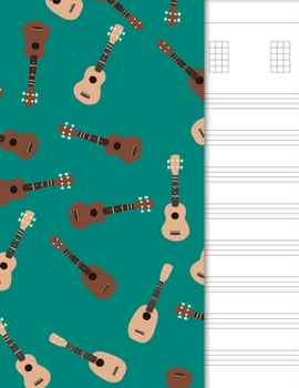 Paperback Ukulele Tab Notebook: 6 String Chord and Tablature Staff Music Paper for Students & Teachers, Green Cover Book