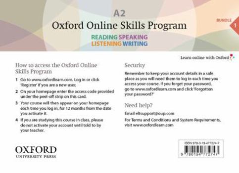 Misc. American English File 2e 1 Online Skills Program A2 Access Code Card Book