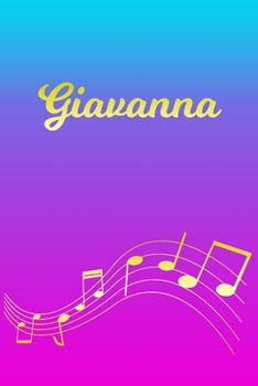 Paperback Giavanna: Sheet Music Note Manuscript Notebook Paper - Pink Blue Gold Personalized Letter G Initial Custom First Name Cover - Mu Book