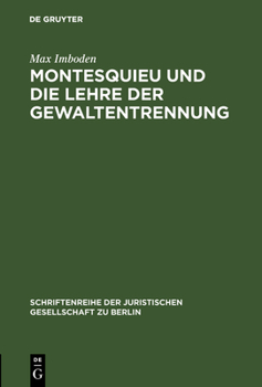 Hardcover Montesquieu und die Lehre der Gewaltentrennung [German] Book