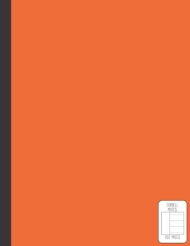 Cornell Notes: 150 Pages Single Subject Notebook | Large 8.5 x 11 Cornell Notes Ruled | Orange Cover