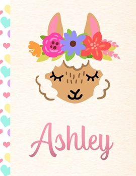 Paperback Ashley: Personalized Llama Sketchbook For Girls With Pink Name - 8.5x11 110 Pages. Doodle, Draw, Sketch, Create! Book