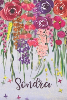 Sondra: Personalized Lined Journal - Colorful Floral Waterfall (Customized Name Gifts)