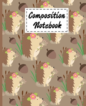 Paperback Composition Notebook: Little Hedgehog Gifts Cartoon Themed Cover Wide Ruled Composition Book For her Girls Women kids Boys Teens For Taking Book