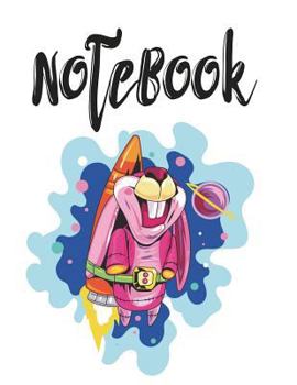 Paperback Notebook: Crazy Space Bunny With Carrot Jetpack Book