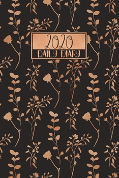 Paperback 2020: Daily Diary A5 Day on A Page - Lined Day to View DO1P - Black & Copper Branches Leaves Pattern Book