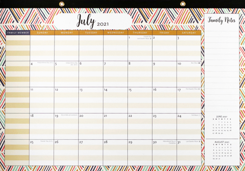 2021-2022 Family Desk Calendar - Large 17'' x 11'' - Runs from July 2021-December 2022 - Plus 270 bonus stickers!