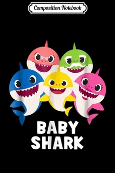 Paperback Composition Notebook: Pinkfong Baby Shark family with text Journal/Notebook Blank Lined Ruled 6x9 100 Pages Book