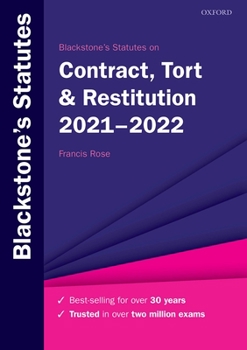 Paperback Blackstone's Statutes on Contract, Tort & Restitution 2021-2022 Book