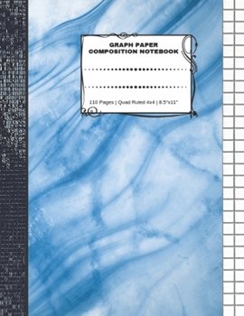 Paperback Graph Paper Composition Notebook: 110 Pages - Quad Ruled 4x4 - 8.5" x 11" Marble Large Notebook with Grid Paper - Math Notebook For Students Book