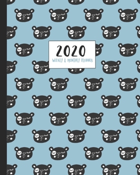 Paperback 2020 Monthly & Weekly Planner: Cute cartoon bear face Scandi art themed diary planner. Jan - December 2020. Feature packed with goal and habit tracki Book