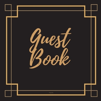 Guest Book - Gold Frame #5 For any occasion Light Green Color Pages 8.5 x 8.5 Inches 82 pages