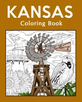 Paperback Kansas Coloring Book: Painting on USA States Landmarks and Iconic Book